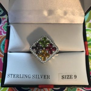 Sterling Silver CZ flower ring from Macy’s. Sz 9